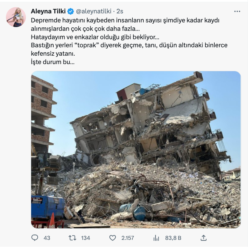 aleyna tilki den carpici hatay depremi iddiasi tahmin edilenden daha fazla olu var